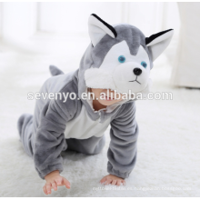Suave bebé franela mameluco Animal Onesie pijamas trajes traje, ropa para dormir, lindo paño gris, bebé con capucha toalla